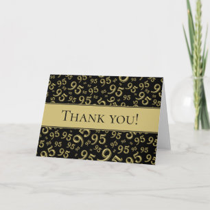 95th "Thank you!" Gold/Black Random Number Pattern Thank You Card