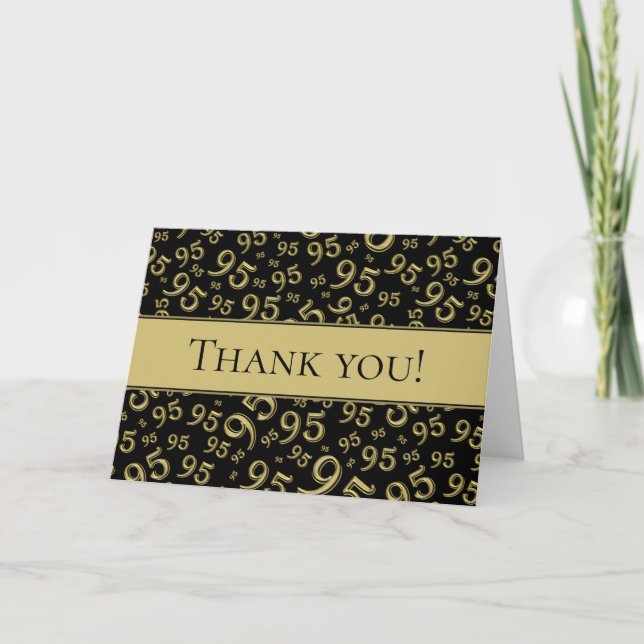 95th "Thank you!" Gold/Black Random Number Pattern Thank You Card (Front)