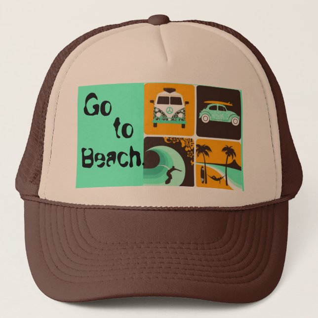 964206652, Go, you, Beach. Trucker Hat (Front)