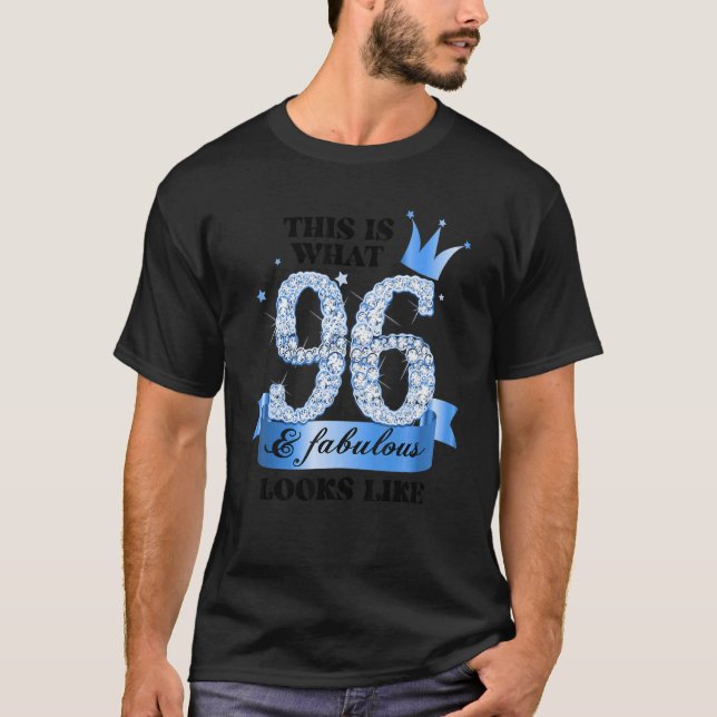 96 & Fabulous I Blue White Party Group Candid Phot T-Shirt (Front)