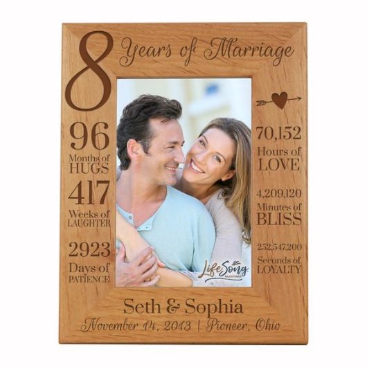 96 Months of Hugs 8th Anniversary Picture Frame (Front)