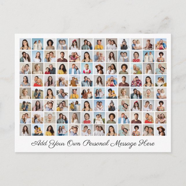 96 Photo Collage Add Your Own Greeting Holiday Postcard (Front)