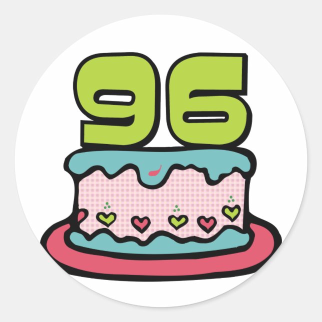 96 Year Old Birthday Cake Classic Round Sticker (Front)