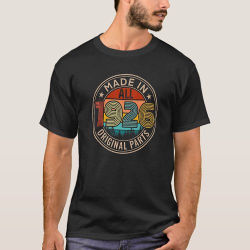 96 Year Old Made in 1926 Original Parts 96th Birth T_Shirt