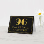 [ Thumbnail: 96th Birthday: Art Deco Inspired Look "96" + Name Card ]