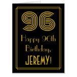[ Thumbnail: 96th Birthday: Art Deco Inspired Look “96” + Name Card ]