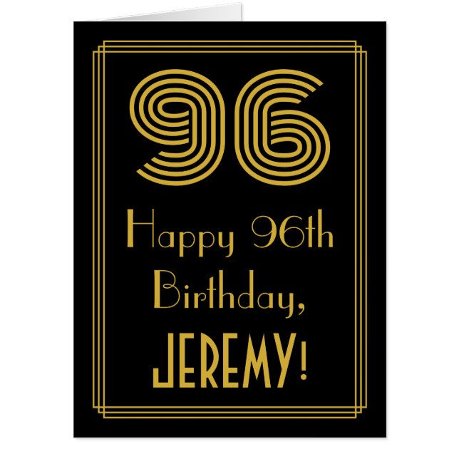 96th Birthday: Art Deco Inspired Look “96” + Name Card (Front)