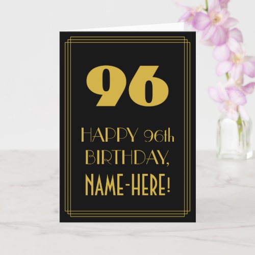 96th Birthday  Art Deco Inspired Look 96  Name Card