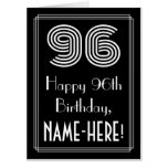 [ Thumbnail: 96th Birthday — Art Deco Inspired Look “96” + Name Card ]