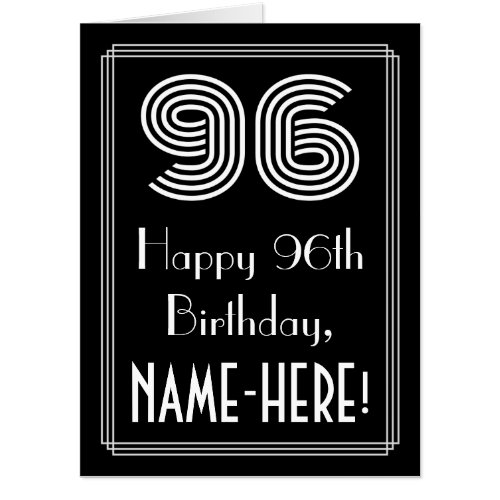 96th Birthday  Art Deco Inspired Look 96  Name Card