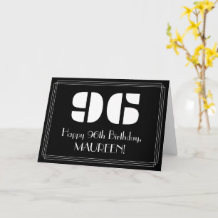 96th Birthday: Art Deco Inspired Look "96" & Name Card