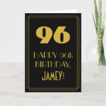 [ Thumbnail: 96th Birthday ~ Art Deco Inspired Look "96" & Name Card ]