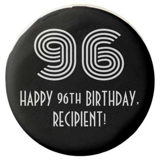 96th Birthday - Art Deco Inspired Look "96", Name Chocolate Covered Oreo (Front)