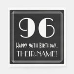 [ Thumbnail: 96th Birthday ~ Art Deco Inspired Look "96", Name Napkins ]