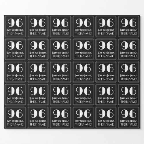 96th Birthday _ Art Deco Inspired Look 96 Name Wrapping Paper