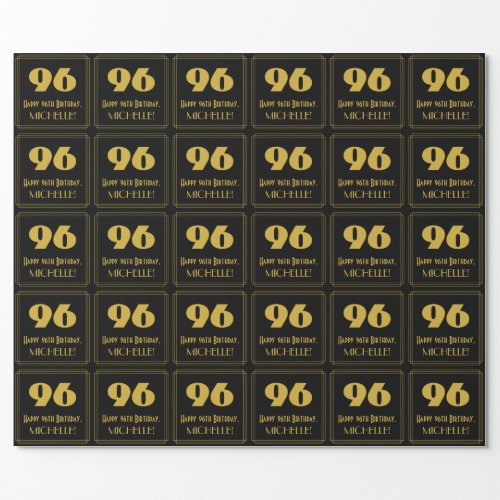 96th Birthday  Art Deco Inspired Look 96  Name Wrapping Paper