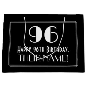 96th Birthday: Art Deco Inspired Style "96", Name Large Gift Bag
