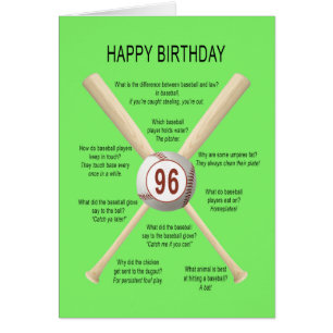 96th birthday baseball jokes cards