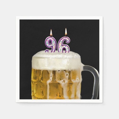 96th Birthday Beer on black Napkins