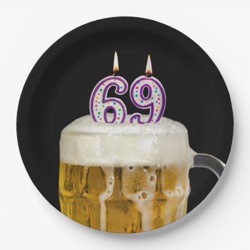 96th Birthday Beer on black Paper Plate