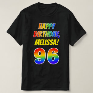 96th Birthday — Bold, Fun, Rainbow 96, Custom Name T-Shirt