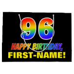 [ Thumbnail: 96th Birthday: Bold, Fun, Simple, Rainbow 96 Gift Bag ]