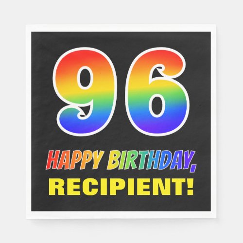 96th Birthday Bold Fun Simple Rainbow 96 Napkins