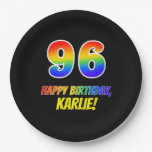 [ Thumbnail: 96th Birthday: Bold, Fun, Simple, Rainbow 96 Paper Plates ]