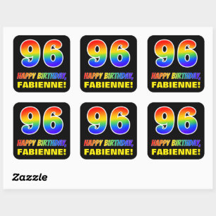 96th Birthday: Bold, Fun, Simple, Rainbow 96 Square Sticker