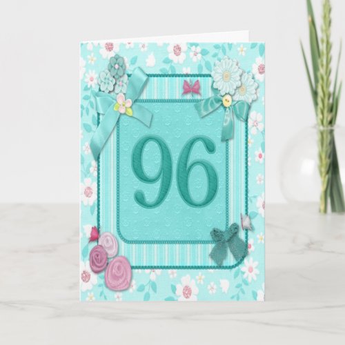 96th birthday card with flowers