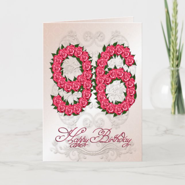 96th birthday card with roses and leaves (Front)