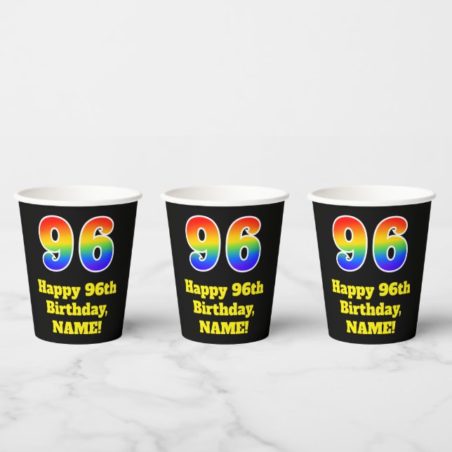 96th Birthday: Colorful, Fun, Exciting, Rainbow 96 Paper Cups (Multi)