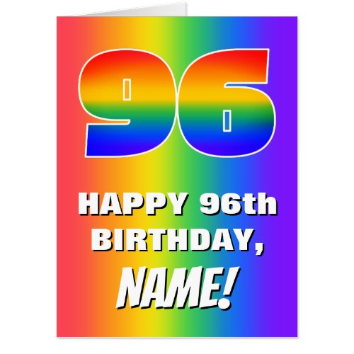 96th Birthday Colorful Fun Rainbow Pattern  96 Card