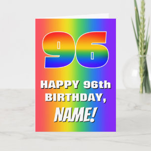 96th Birthday: Colorful, Fun Rainbow Pattern # 96 Card