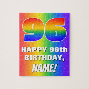 96th Birthday: Colorful, Fun Rainbow Pattern # 96 Jigsaw Puzzle