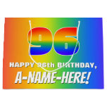 [ Thumbnail: 96th Birthday: Colorful, Fun Rainbow Pattern # 96 Gift Bag ]