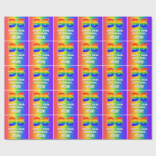 96th Birthday: Colorful, Fun Rainbow Pattern # 96 Wrapping Paper