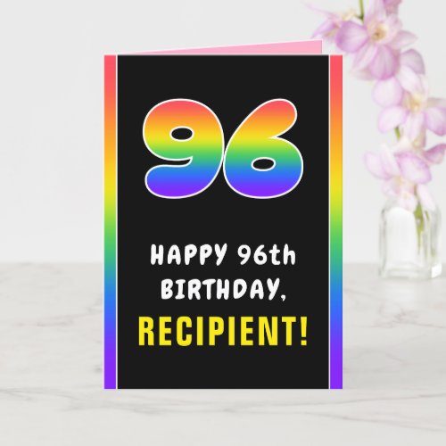 96th Birthday Colorful Rainbow  96 Custom Name Card