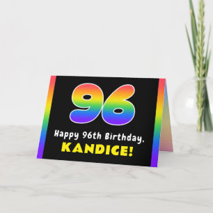 96th Birthday: Colorful Rainbow # 96, Custom Name Card
