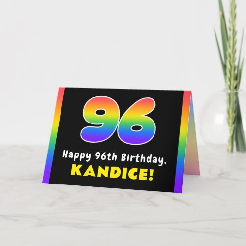 96th Birthday Colorful Rainbow  96 Custom Name Card