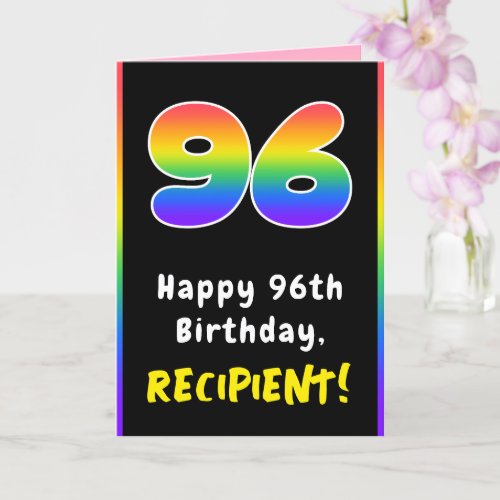 96th Birthday Colorful Rainbow  96 Custom Name Card