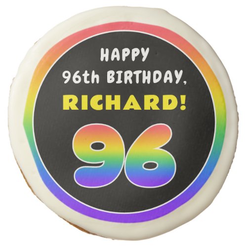 96th Birthday Colorful Rainbow  96 Custom Name Sugar Cookie