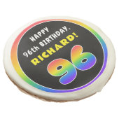 96th Birthday: Colorful Rainbow # 96, Custom Name Sugar Cookie (Angled)