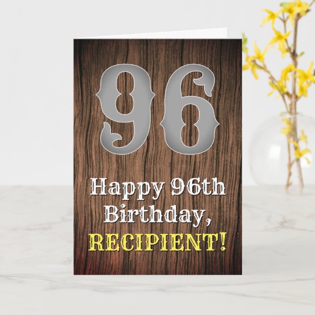 96th Birthday: Country Western Inspired Look, Name Card (Yellow Flower)