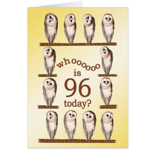 96th birthday Curious owls card