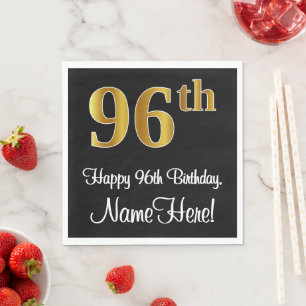 96th Birthday ~ Elegant Luxurious Faux Gold Look # Napkins