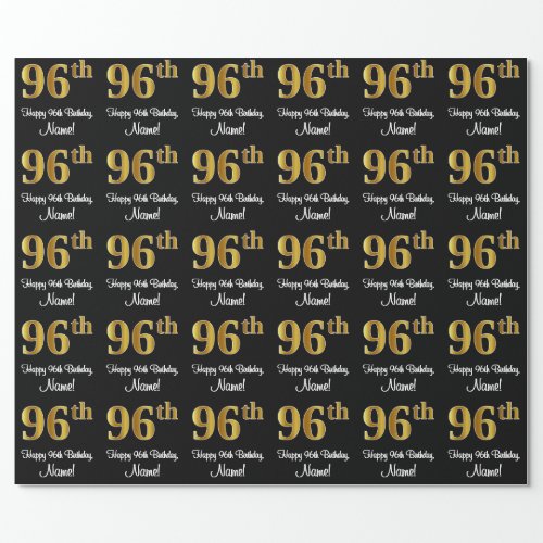 96th Birthday Elegant Luxurious Faux Gold Look  Wrapping Paper