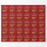 [ Thumbnail: 96th Birthday: Elegant, Red, Faux Gold Look Wrapping Paper ]