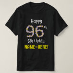 [ Thumbnail: 96th Birthday: Floral Flowers Number “96” + Name T-Shirt ]