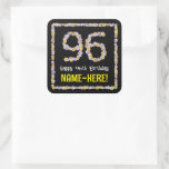 [ Thumbnail: 96th Birthday: Floral Flowers Number, Custom Name Sticker ]